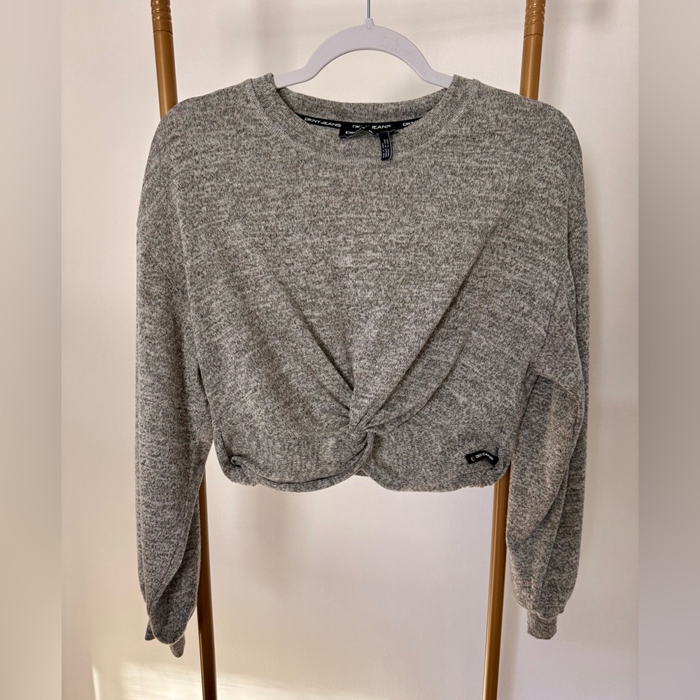 DKNY Heather Gray Knotted Sweatshirt